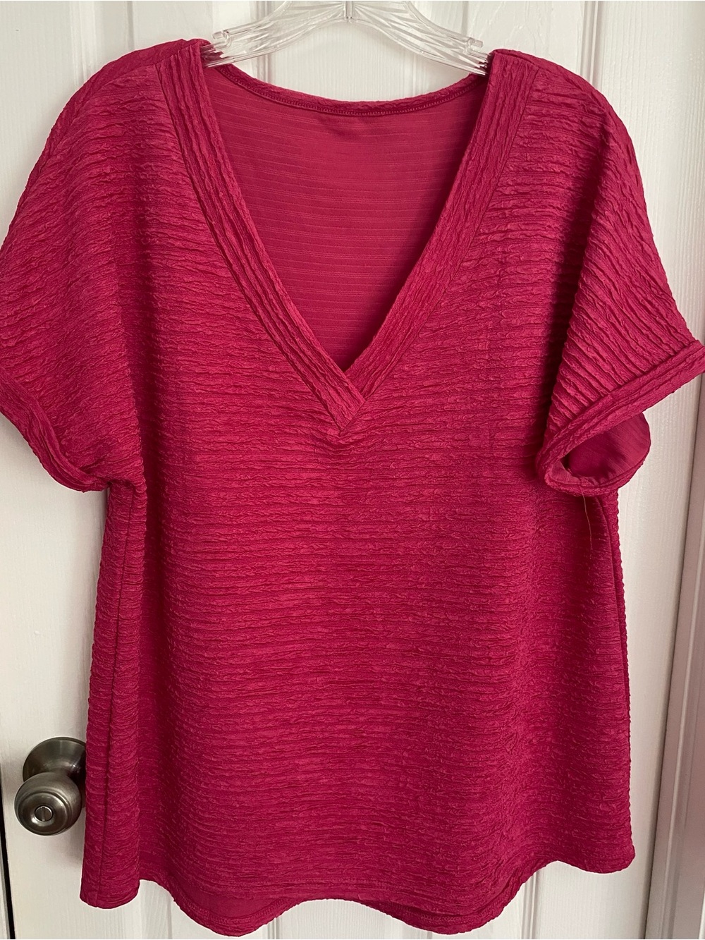 Women's Textured V-Neck Top - Raspberry Pink size XL. Make an Offer!